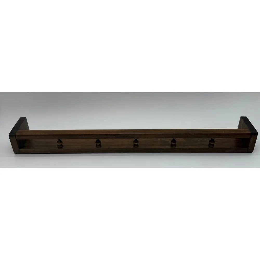 Vintage Dark Wood Spice Rack Wall Mount Gallery Rail Display Shelf 24 Inch
